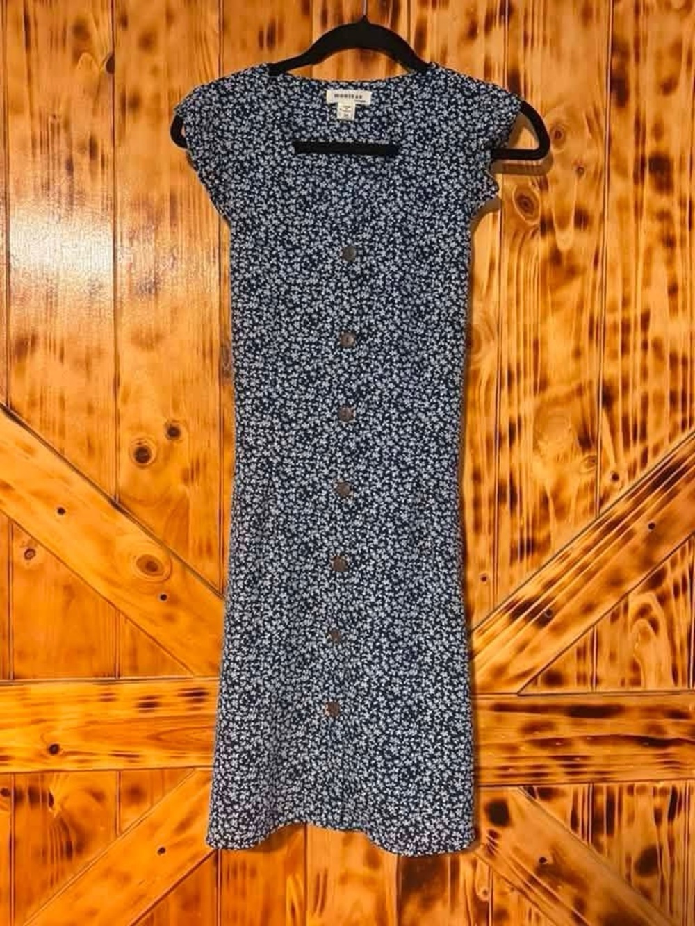 Button-Front Floral Midi Dress in Navy - Women